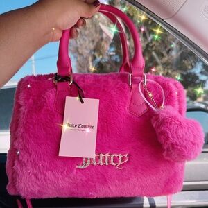 Juicy couture fuzzy satchel in flash pink